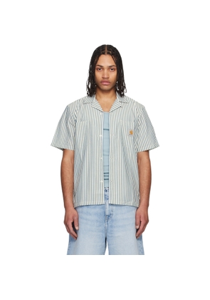 Carhartt Work In Progress Blue & White Short Sleeve Leavel Stripe Shirt