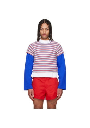LII Purple & Red Cropped Stripe T-shirt