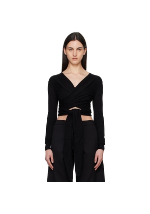 ALAÏA Black Cashmere Wrap Sweater