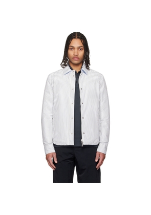 Moncler White & Blue Reversible Down Shirt Jacket