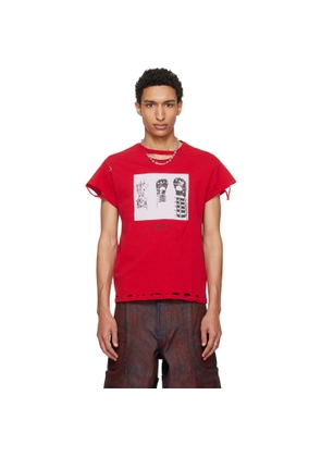 HYACYN Red EET Distressed Gloves T-shirt