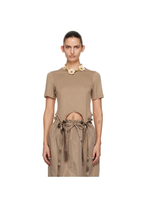 Simone Rocha Tan Bow Tail Easy T-shirt