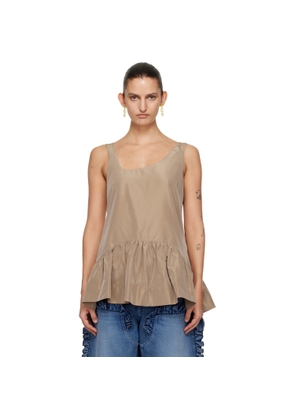 Simone Rocha Tan Tilted Neck Peplum Top
