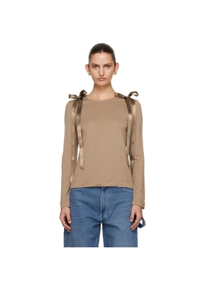 Simone Rocha Tan Bow Ribbon Tail Long Sleeve T-shirt