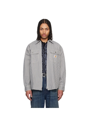 Carhartt Work In Progress White & Gray Mercer Stripe Overshirt