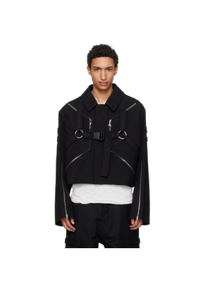 Rick Owens Black Temple Blixa Cropped Cargo Mac Jacket