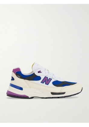 New Balance - 992 Leather-Trimmed Mesh Sneakers - Men - White - UK 6