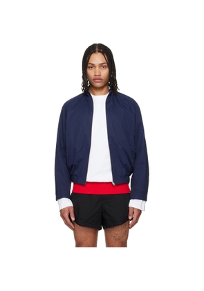 LII Navy Back Flap Cropped Bomber Jacket
