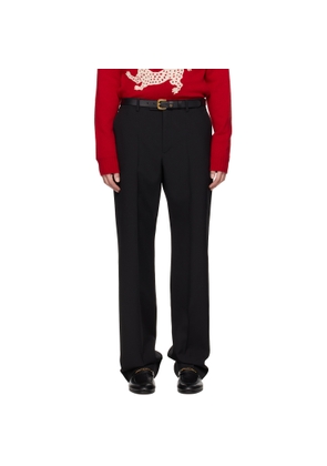 Valentino Black Creased Virgin Wool Trousers