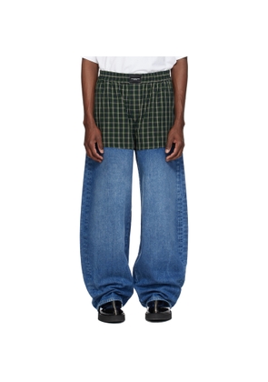 Alexander Wang Blue & Green Boxer Combo Loose Jeans