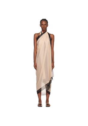 BALMAIN Beige & Black Pareo Cover-up Dress