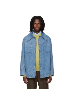 AMI Paris Blue Cotton Ami De Coeur Denim Worker Jacket
