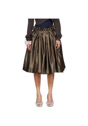 August Barron Brown Belted Ballgown Midi Skirt