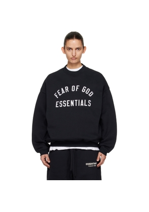Fear of God ESSENTIALS Black Varsity Crewneck Sweatshirt