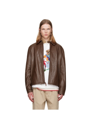 Polo Ralph Lauren Brown 'The Bayville' Leather Jacket