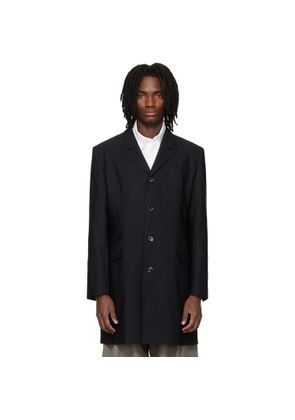 AMI Paris Black New Wool Straight Simple Breasted Coat