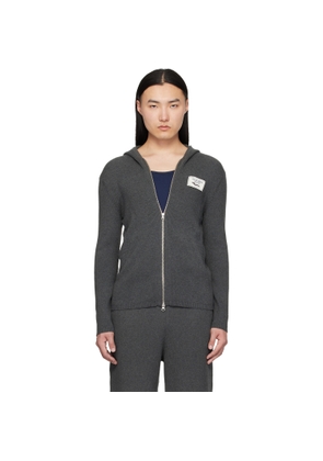 Charles Jeffrey LOVERBOY Gray Animal Knitted Zip Hoodie