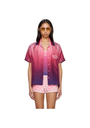 Casablanca Pink Gradient Short Sleeve Silk Shirt