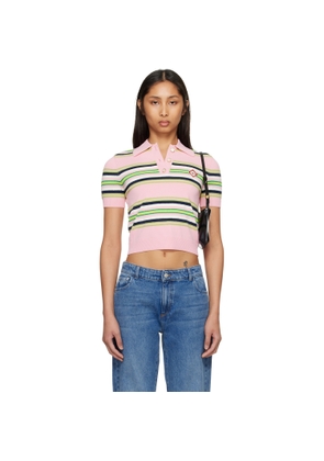 Casablanca Pink Striped Fitted Polo
