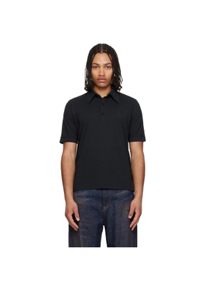 MM6 Maison Margiela Black Embroidered-Logo Polo