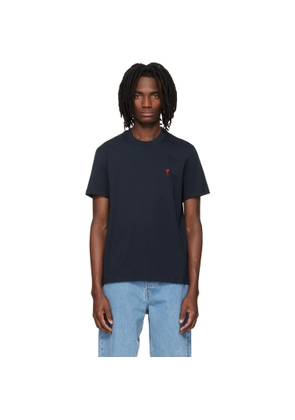 AMI Paris Navy Cotton Red Ami de Coeur T-shirt