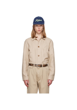 Polo Ralph Lauren Beige Linen Herringbone Utility Jacket