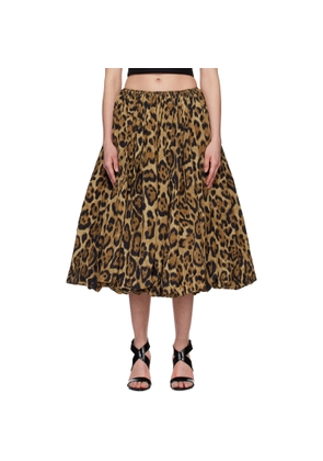 ALAÏA Brown Taffeta A-Line Midi Skirt