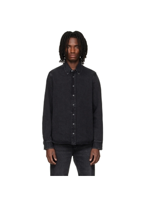 AMI Paris Black Cotton Ami De Coeur Denim Shirt