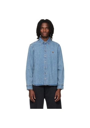 AMI Paris Blue Cotton Ami De Coeur Denim Shirt