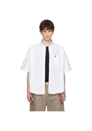 AMI Paris White Boxy Embroidered 'Ami de Coeur' Shirt