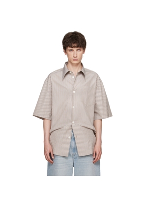 AMI Paris Beige Striped 'Ami de Coeur' Wide Shirt