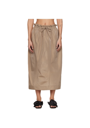 Simone Rocha Tan Gathered Waist Tulip Midi Skirt