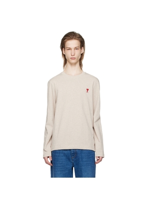 AMI Paris Beige Ami de Cœur Long Sleeve T-Shirt