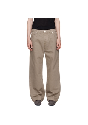 AMI Paris Beige Cotton Large Fit Jeans