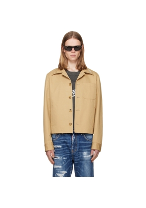 AMIRI Beige Script Collar Shirt Jacket
