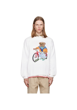 Polo Ralph Lauren White Polo Bear Bike Sweater