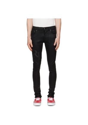 AMIRI Black Waxed Staggered Logo Skinny Jeans