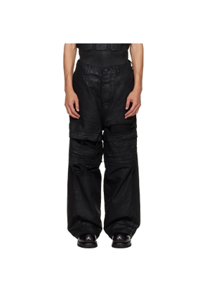 Julius Black Coated Destroy Baggy Jeans