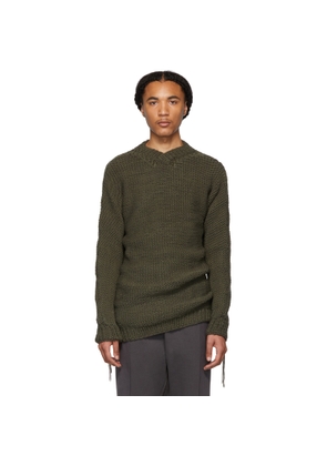 Boris Bidjan Saberi Grey Wool V-Neck Sweater