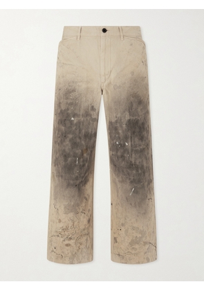 Enfants Riches Déprimés - Straight-Leg Distressed Cotton and Linen-Blend Trousers - Men - Neutrals - UK/US 28