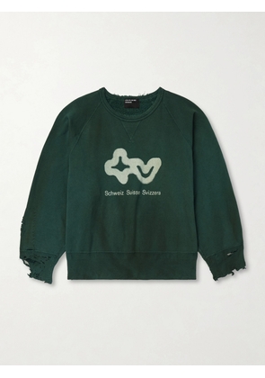 Enfants Riches Déprimés - S.S.S. TV Printed Cotton-Jersey Sweatshirt - Men - Green - S