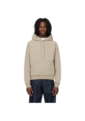 AMI Paris Beige Cotton Embossed Ami de Coeur Hoodie