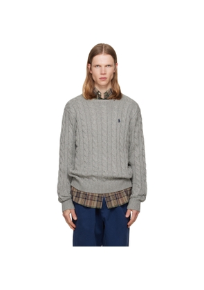 Polo Ralph Lauren Gray Cable-Knit Cotton Sweater