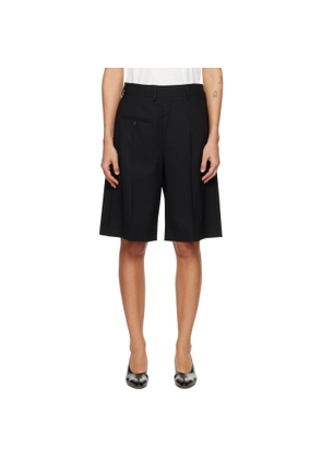 MM6 Maison Margiela Black Wool-Blend Tailored Shorts