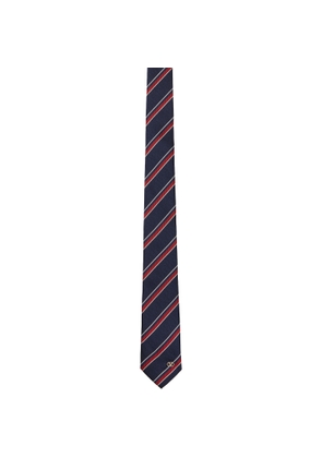 Valentino Garavani Navy & Red Valentie Jacquard Regimental Silk Tie