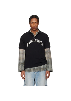 Palm Angels Black Curved Logo Polo
