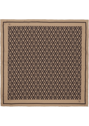 Valentino Garavani Beige & Brown 'Toute La V' Silk Scarf