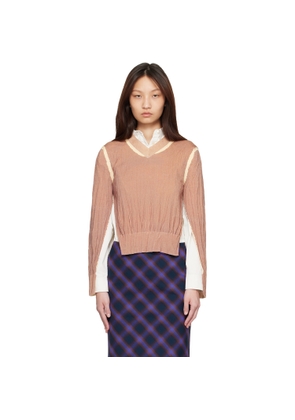 Acne Studios Tan Wrinkled V-Neck Sweater