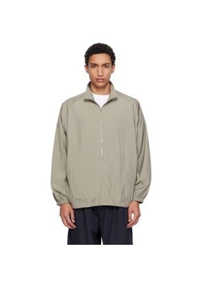 YOKE Khaki Silk Nylon 3/4 Zip Pullover Jacket