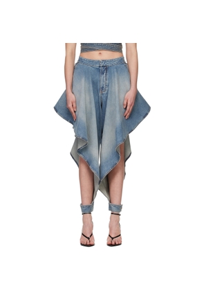 ALAÏA Blue Panelled Faded Jeans